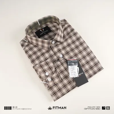 Men’s Tailored Full Sleeve Check Shirt(Black+khaki)